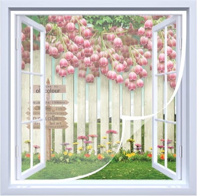 Horraam Insectenwering - Vliegenhor Raam - Buitenruimte Binnen - Sterke Klittenband Bevestiging - 110x120cm - Wit