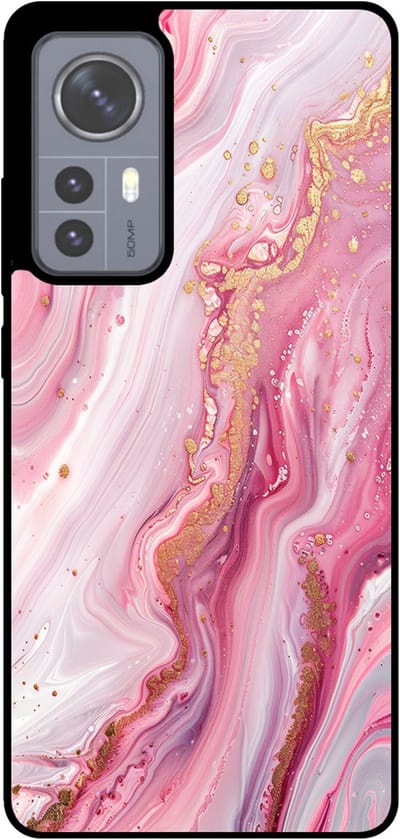 Smartphonica Telefoonhoesje Geschikt voor Xiaomi 12 met marmer opdruk - TPU backcover case marble design - Roze geschikt voor Xiaomi 12
