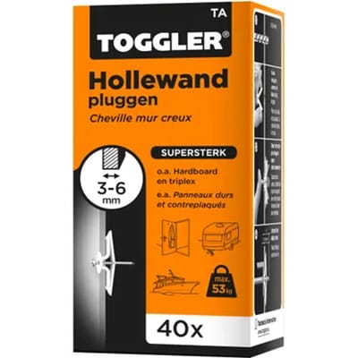 Toggler Hollewandplug Ta Kunststof - Diameter 8 Mm - 40 Stuks