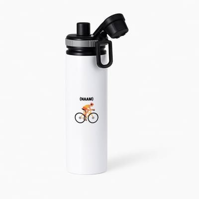 Hacebo® - Wielren met eigen naam waterfles met draaidop grijs - Wielrennen - Wielrenner - Sport - water fles - 850ML