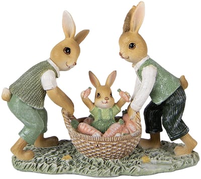Clayre & Eef Decoratie Beeld Konijn 17x7x14 cm Bruin Kunststof