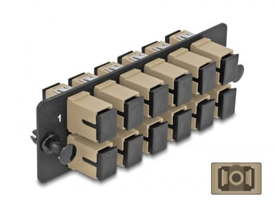 Delock Fiber Optic Adapter Panel SC Simplex OM1 / OM2 12 Port beige