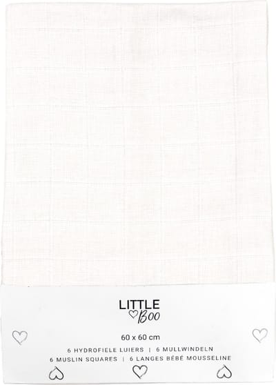 Little Boo Hydrofiele Luiers – 6 Stuks – 60x60 cm – 100% Katoen – Uni