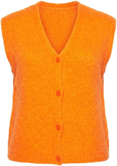 Laurasøn - Dames - Gebreid vest - Neonoranje - Maat 44+