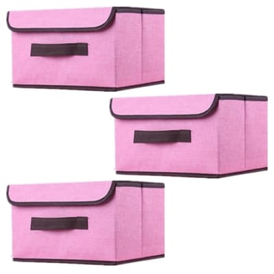 Opvouwbare Opbergdoos met Deksel - Roze Linnen Organizer voor Kleding en Spullen