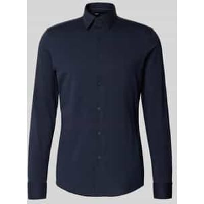 BOSS Hank-s slim fit overhemd - tricot - zwart - Strijkvriendelijk - Boordmaat: 38