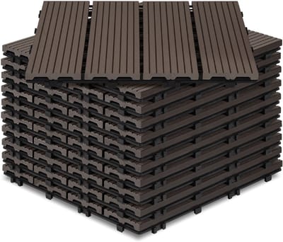 66 stuks WPC-terrastegels met drainage en kliksysteem voor tuin- en balkonvloeren, 30x30 cm, donkerbruin