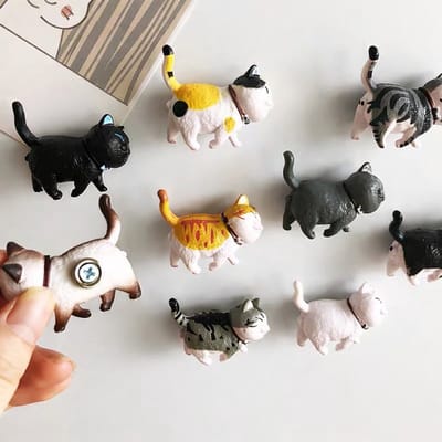 TLVX 9 stuks Schattige 3D Poezen Magneten / Leuke Koelkastmagneten / Foto Magneet / Kat / Poes / Hoofd Draaibaar / Magnets / Speel- en Leer Magneten / Whiteboard / School / Kantoor / Notitie / Memo Bord / Schoolbord / Magnetisch / Katten Magneetjes