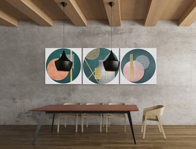 Drieluik Canvas Schilderij Abstract Geometry – Moderne Wanddecoratie - 3x30x30 cm