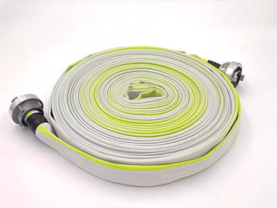 Industriële slang zwart 1 inch - 25-30 meter lang - brandweer bouw platte Storz-koppeling