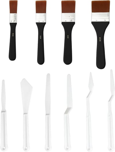 Set van 4 Plat Nylon Penseelkwasten (20/30/40/60mm) voor Waterverf, Acryl en Olieverf Schilderen