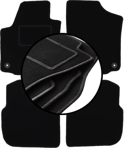 Complete set veloursmatten voor: Skoda Rapid liftback, sedan, spaceback, stationwagen (2013-2019)