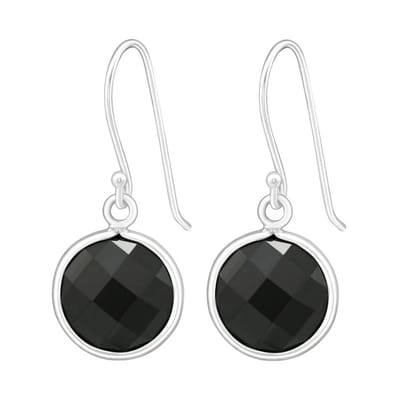 Aramat Jewels | Oorhangers | Zwarte Ronde Zirkonia Zilveren Oorbellen | | | |12mm | Zilver | Kinderen, Volwassenen | Verkleurd niet