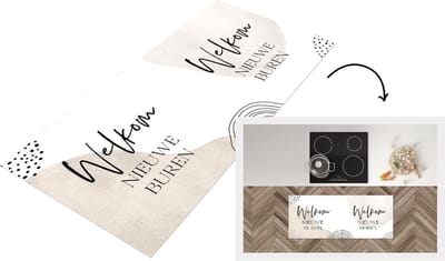 Keukenloper - Loper keuken - Quotes - Welkom - Nieuwe buren - 120x50 cm - Keukenloper vinyl