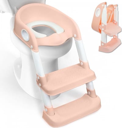 Mobiclinic Lala - WC Verkleiner - Toiletverkleiner - Kinder wc-bril - Met trapje - Verstelbaar - Inklapbaar - Antislip - Toiletverkleiners - Roze en wit