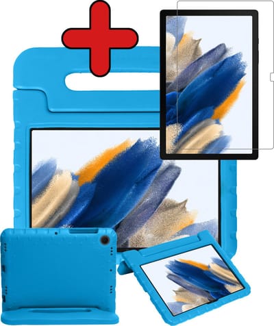 Hoesje - Geschikt voor Samsung Galaxy Tab A8 - Met Screenprotector - Kinderhoes - Shockproof Bumper - Kidsproof Case - Tablethoes - Kinder Hoes Cover - Blauw