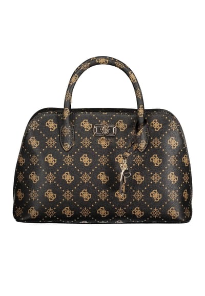 GUESS handtas schoudertas Emelie Logo Two Comp Satchel Espresso Logo donkerbruin