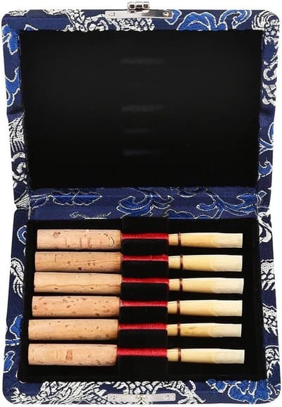 MK Stoer - Hoboe Reeds Case - Oboe - Opbergtas - Houten Zijden Cover - Reserveonderdelen - Muziek Instrument Box - Geschikt voor 6 stks - Blauw