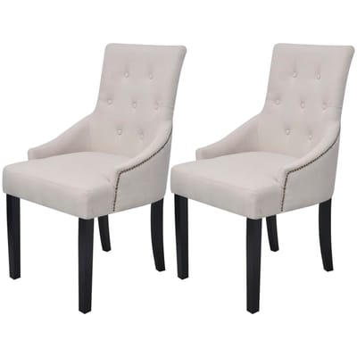 vidaXL - Eetkamerstoelen - 2 - st - stof - crèmegrijs
