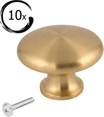 10X Kastknoppen licht Goud Rond - Diameter 27mm - Knoppen voor keukenkast - deurknopjes - Meubelknoppen / Kastknoppen Goud