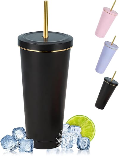 Stainless Steel Dubbelwandige Vacuüm Reismok 750ML - Ideaal voor Koffie, Thee en Dranken onderweg