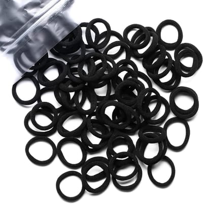 Mini naadloze zwarte haarbanden - zachte elastische ponytailhouders voor meisjes en peuters (100 stuks) - perfecte haaraccessoires voor dagelijks gebruik