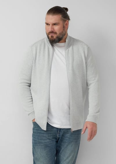 s.Oliver - male - Katoenen vest met opstaande kraag en logopatch