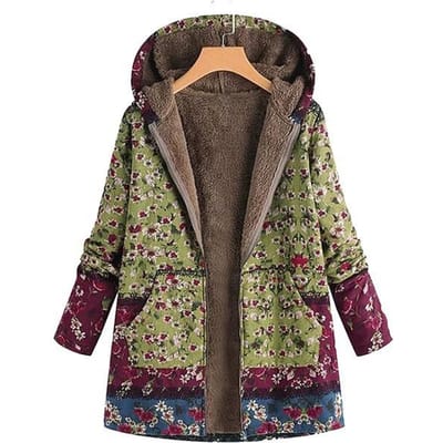 Dames Winter Warme Sherpa Gevoerde Jas Parka Jas met Capuchon voor Dames Print Knoopsluiting Lange Mouw Fuzzy Fleece Gevoerde Parka Jassen met Zakken 5XL groen