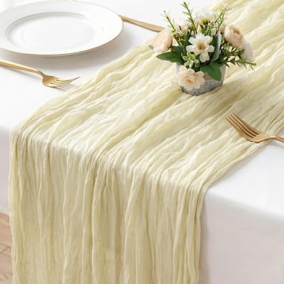 Tafelloper 55 x 300 cm - Chiffon - Beige - Perfect voor bruiloften - ShopVlot