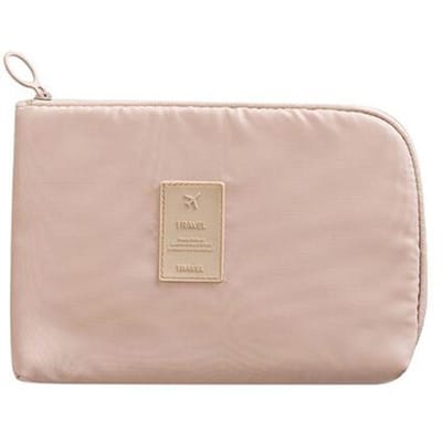 Sac Organisateur de Câbles de Voyage Imperméable Kit de Maquillage Sac Mobile Étuis Appareils Numériques Gadget USB Ligne Organisateur de Câbles de Données beige