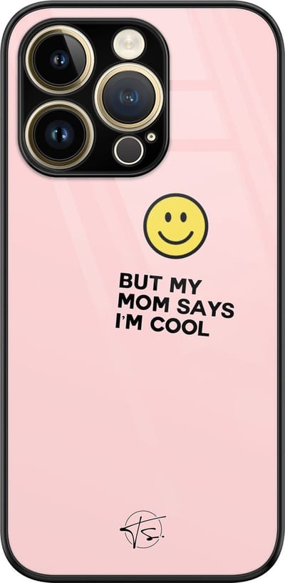 Hoesje geschikt voor iPhone 14 Pro - I'm cool quote - Luxe Hard Case - Tekst - Roze - Mooie Telefoonhoesjes