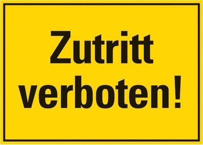 Pickup kunststoff Schild 35x25 cm ZUTRITT VERBOTEN