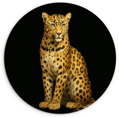 WallCircle® Wandcirkel 120x120 cm - Muurcirkel Panter - Realistisch - Bruin - Muurdecoratie woonkamer - Wanddecoratie slaapkamer - Kamer decoratie accessoires - Ronde schilderijen XXL