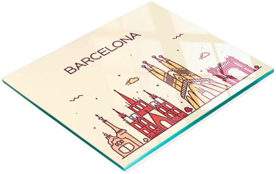 Multifunctionele decoratieve glazen keukenplank met Barcelona-opschrift 60x52 cm