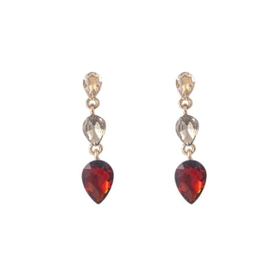 Go Dutch Label Oorknoppen 3 Stone Dangle Goud Bruin