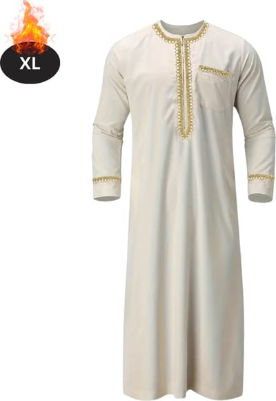 Nivard Islamitische Kleding - Djellaba Heren - Moslim Kleding - Arabisch Mannen Kaftan - Alhamdulillah - Beige XL