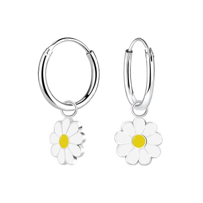 Zilveren madeliefje bloemetjes hanger kinderoorbellen | daisy bloem oorhangers Meisje Zilver | Zilverana | Sterling 925 Silver