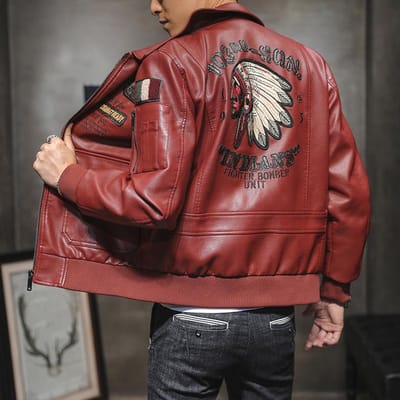 Leren Jas Heren Herfst Nieuw Europees en Amerikaans Punk Casual Trend Geborduurde Leren Jas Jeugd Motorjack Heren Jas Trend L black