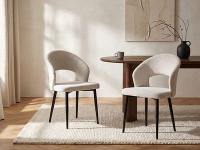 Vente-unique Set van 2 stoelen in stof en zwart metaal - Grijs - NIYAMA