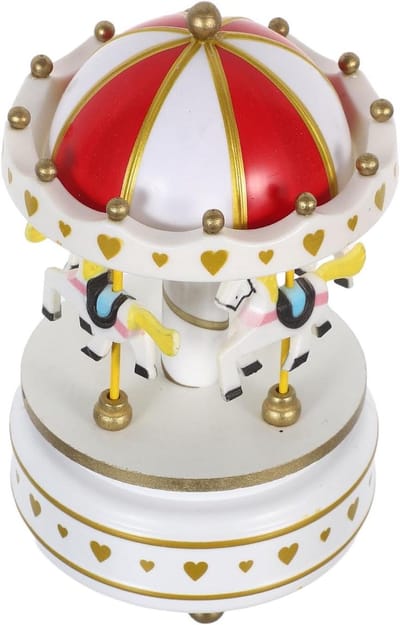 Muziekdoos Carrousel - Draaiende Decoratie - Ontspanning Thuis - Handmatig Opwindmechanisme - 18.5 cm Hoog - Multicolor