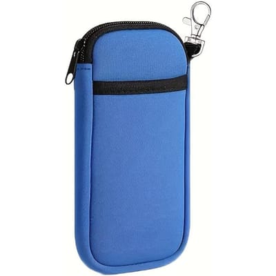 1 étui à lunettes portable avec fermeture éclair - Organisateur pour lunettes, téléphone, écouteurs, cartes - Boîte de rangement compacte bleu