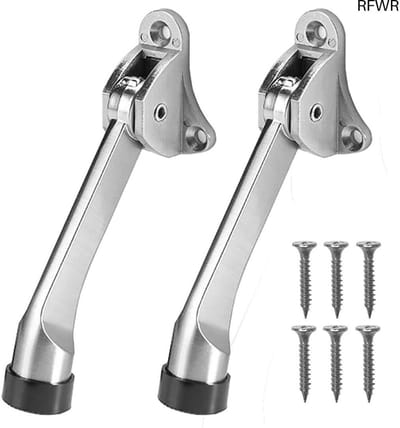 RFWR® Verstelbare Deurstopper van Zinklegering met Rubber Buffers - 13 cm, Set van 2, Voor Binnen en Buiten