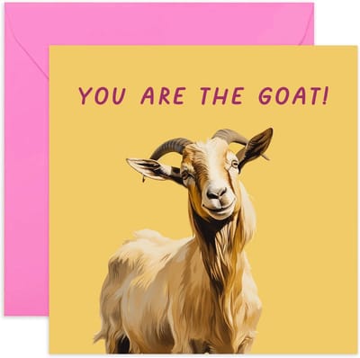 Grappige Verjaardagskaart 'Greatest of All Time' GOAT - Humoristische Wenskaart voor Man of Vrouw | Blanco Binnenkant