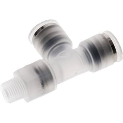 8mm x R1/8'' rechte hoek T-stuk PA Insteekfitting Buitendraad FDA Draaibaar EPDM