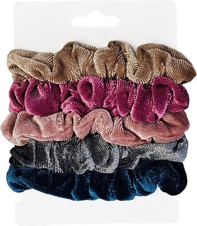 Fako Fashion - Haarelastiek - Scrunchie - Haarwokkel - Haarband - Velours - Retro - 5 Stuks