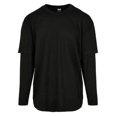Urban Classics - Oversized Shaped Double Layer Longsleeve shirt - 3XL - Zwart