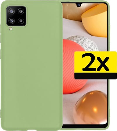Hoesje - 2 Stuks - Geschikt voor Samsung Galaxy A42 - Sterk & Shockproof - Case Siliconen - Back Cover - Telefoon Hoes - Telefoonhoesjes - Groen