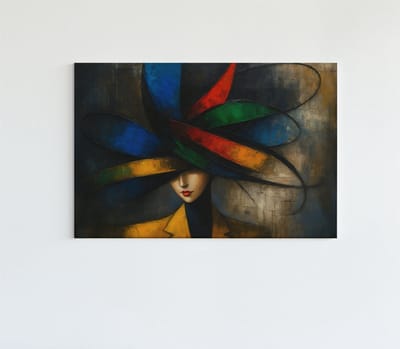 Canvas Schilderij – De Mystieke Vrouw – Kleurrijke Kunst - 60x40 cm