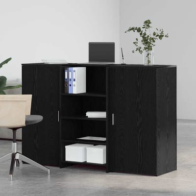 vidaXL - Receptiebalie - 155x50x103,5 - cm - bewerkt - hout - zwart - eikenkleur