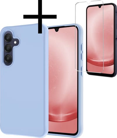 Hoesje - Met Screenprotector - Geschikt voor Samsung Galaxy A26 - Sterk & Shockproof - Back Cover - Siliconen Case - Telefoon Hoes - Lichtblauw